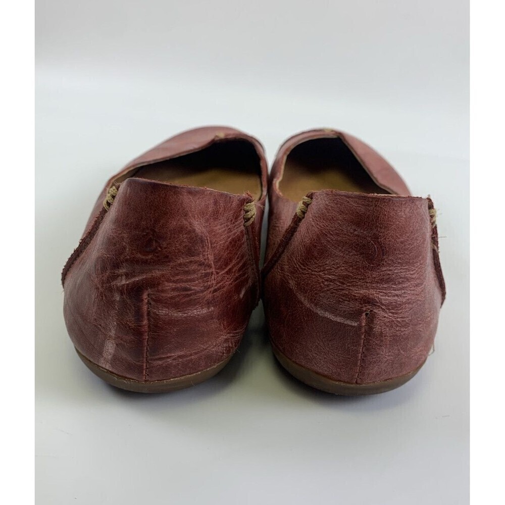 Olukai Pueo Ballent Flat Brushed Red Leather Slip On Round Toe Comfort Womens 9 - Picture 5 of 12